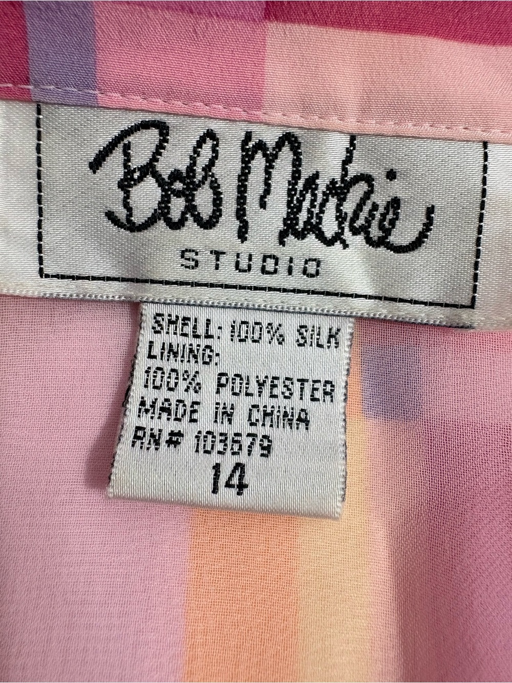 Vintage Bob Mackie Studio 100% Silk Geometric Tunic Shirt Dress Sz14 - Picture 10 of 12